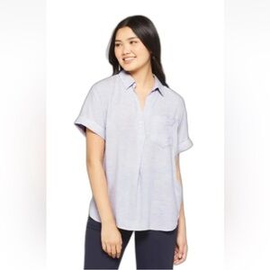 Madewell Linen Blend Swenson Popover Shirt Lavender Size small